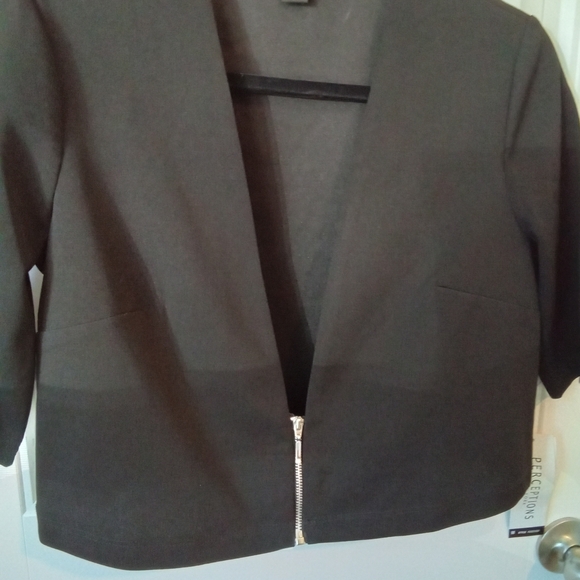 Perceptions Black Size M 3/4 Sleeve Blazer - Picture 3 of 8